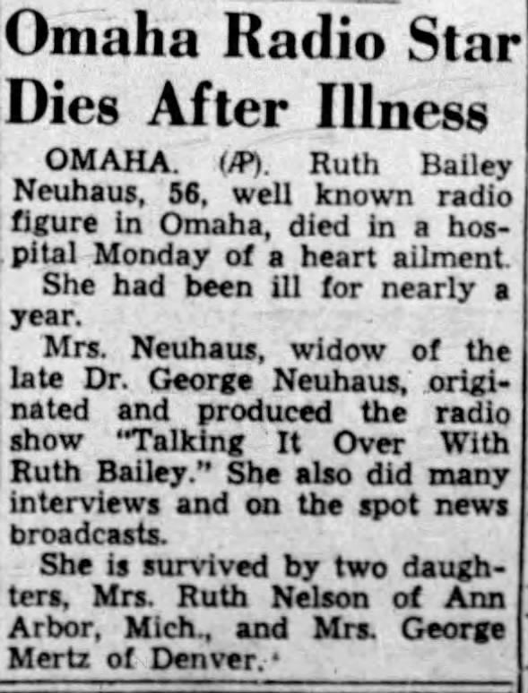 Obituary for Ruth Bailey Neuhaus (Aged 56)